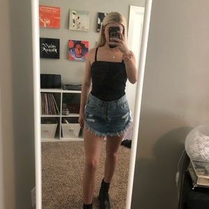 One teaspoon denim jean frayed skirt size 26